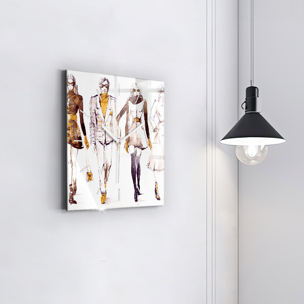 Square glass wall clock Woman and man
