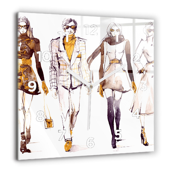 Square glass wall clock Woman and man