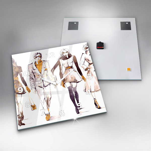 Square glass wall clock Woman and man