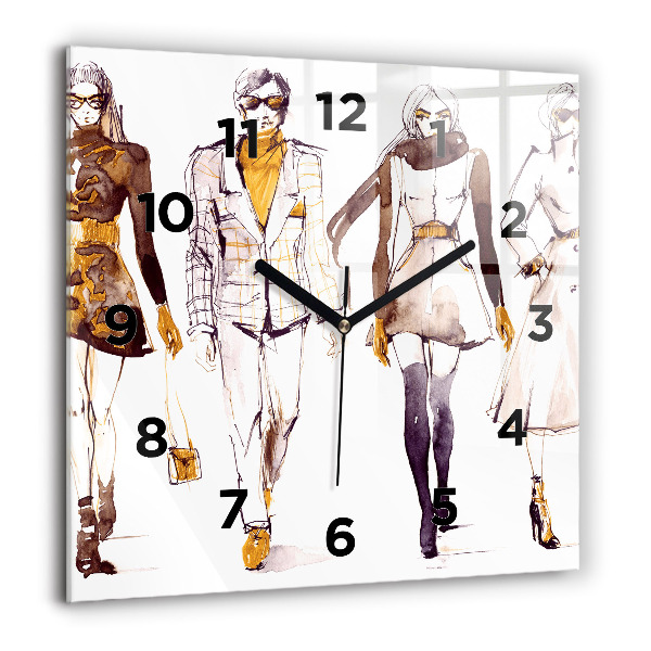 Square glass wall clock Woman and man