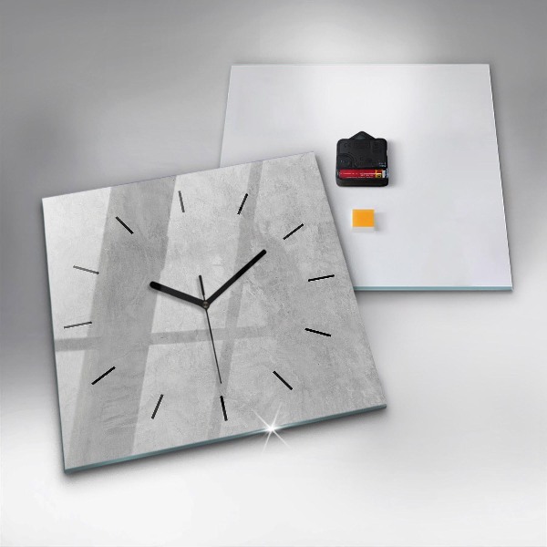 Square glass wall clock Stone wall