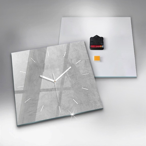 Square glass wall clock Stone wall