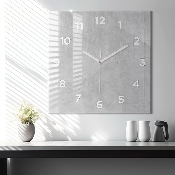 Square glass wall clock Stone wall