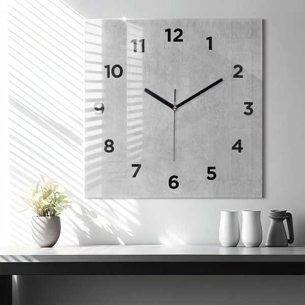 Square glass wall clock Stone wall