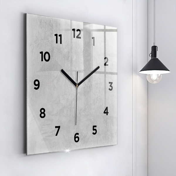 Square glass wall clock Stone wall