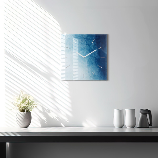 Square glass wall clock Abstraction water