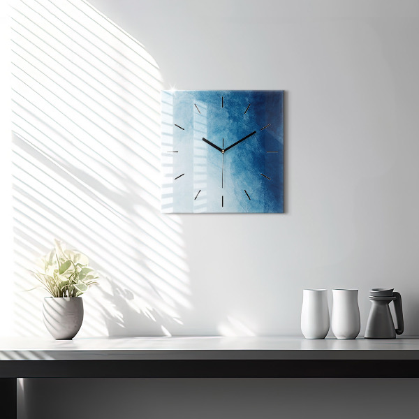 Square glass wall clock Abstraction water