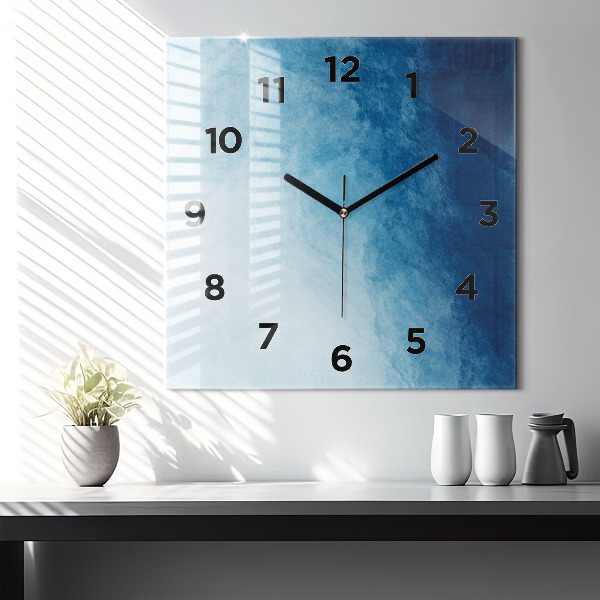 Square glass wall clock Abstraction water