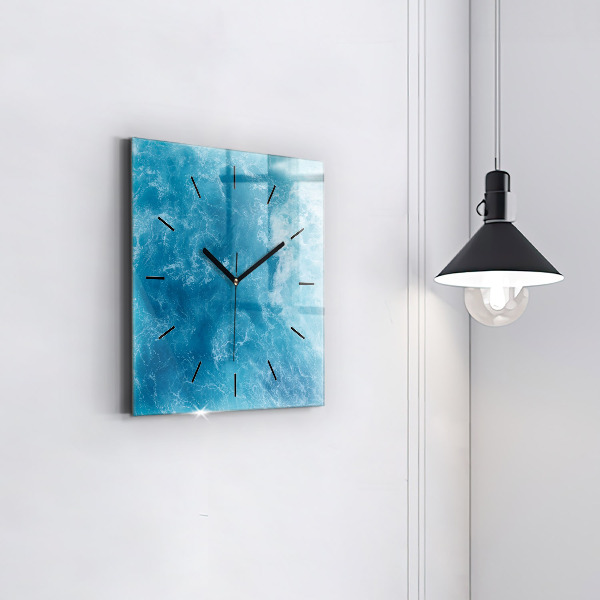 Square glass wall clock Sea water