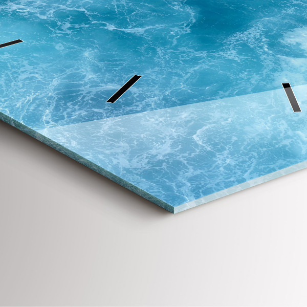 Square glass wall clock Sea water