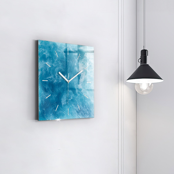 Square glass wall clock Sea water