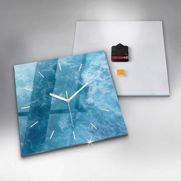 Square glass wall clock Sea water