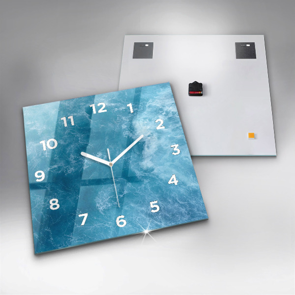Square glass wall clock Sea water