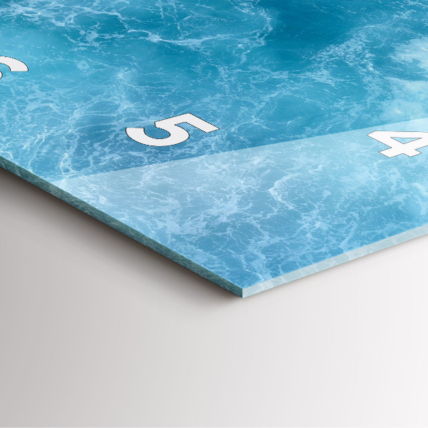 Square glass wall clock Sea water