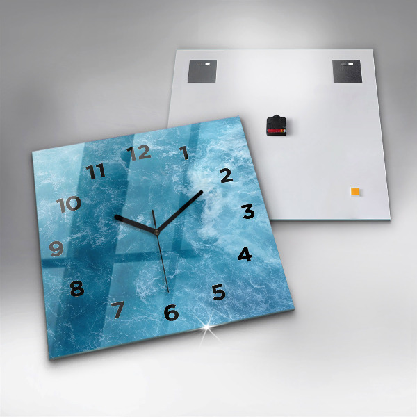 Square glass wall clock Sea water