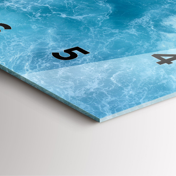 Square glass wall clock Sea water
