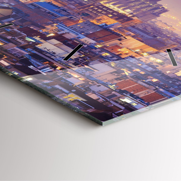 Square glass wall clock View of Barcelona
