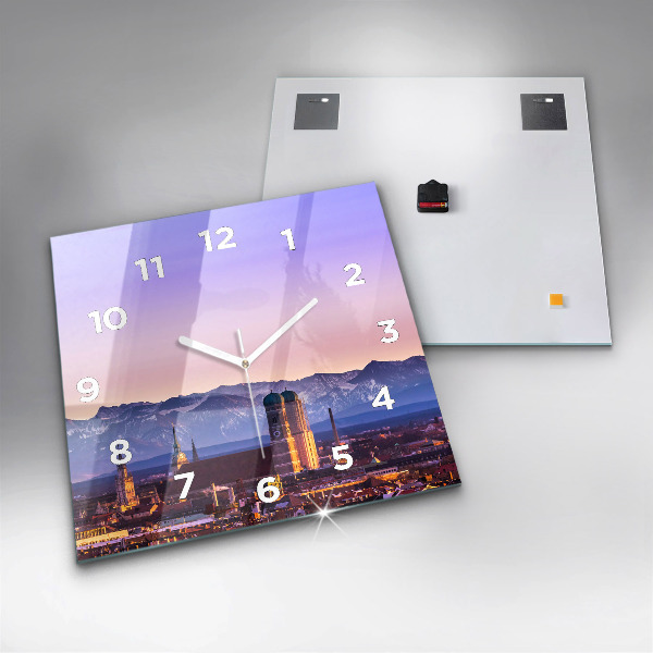 Square glass wall clock German Alps Munich