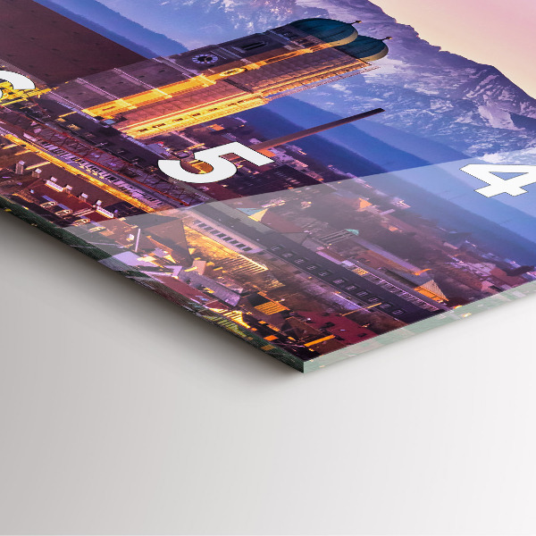 Square glass wall clock German Alps Munich