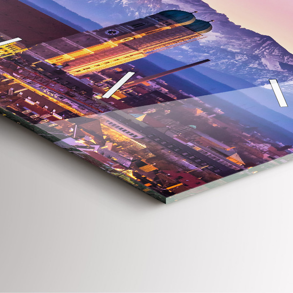 Square glass wall clock German Alps Munich