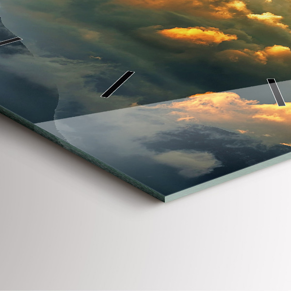 Square glass wall clock Balloon flight in the clouds