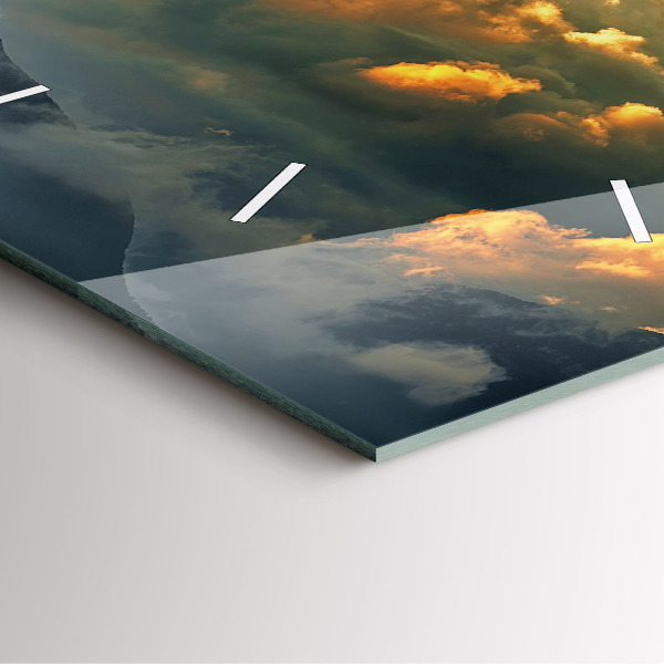 Square glass wall clock Balloon flight in the clouds