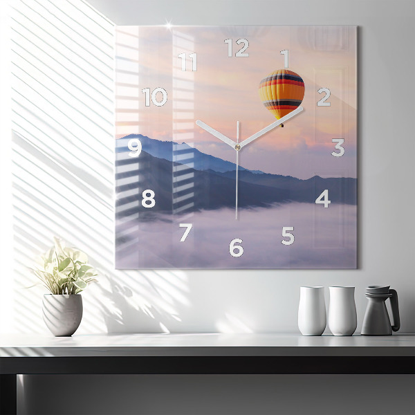 Square glass wall clock Beautiful Landscape