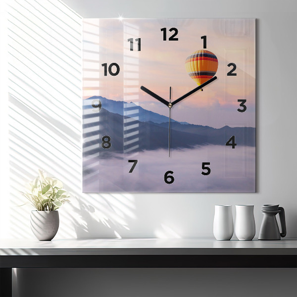 Square glass wall clock Beautiful Landscape