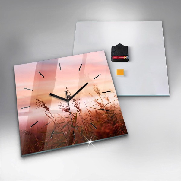 Square glass wall clock Foggy morning