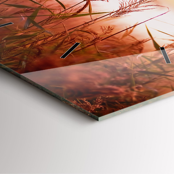 Square glass wall clock Foggy morning