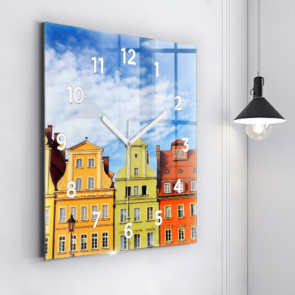 Square glass wall clock Wroclaw - Old Town