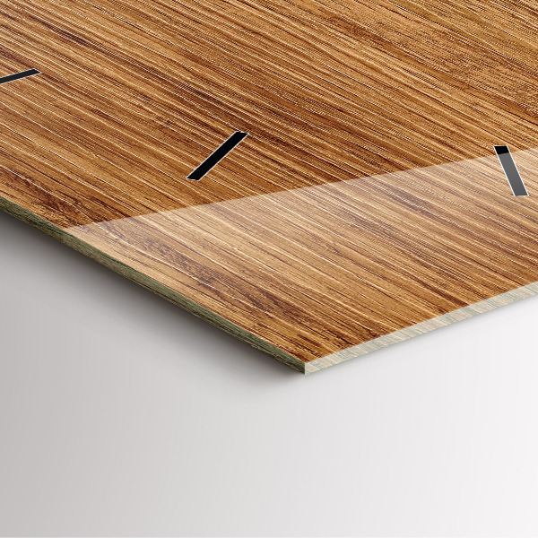 Square glass wall clock Light wood