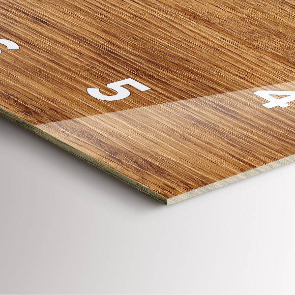 Square glass wall clock Light wood