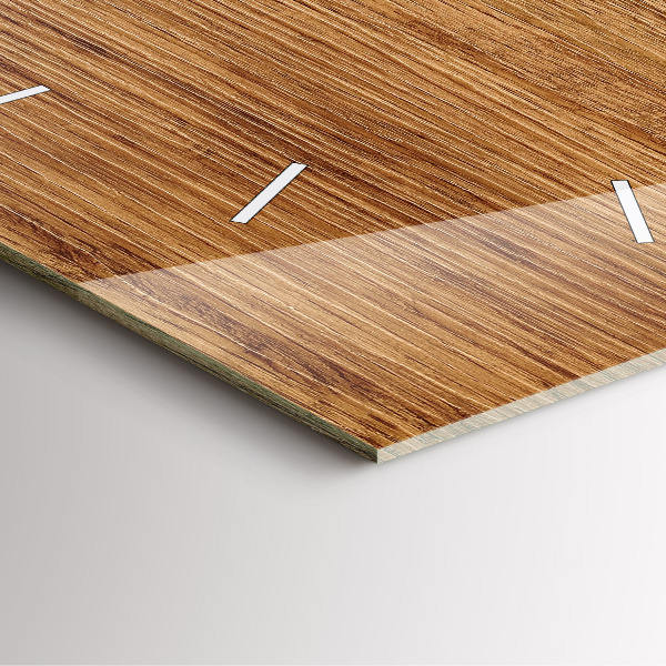 Square glass wall clock Light wood