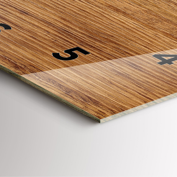 Square glass wall clock Light wood