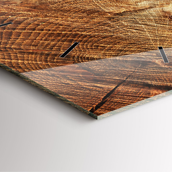 Square glass wall clock Old tree stump