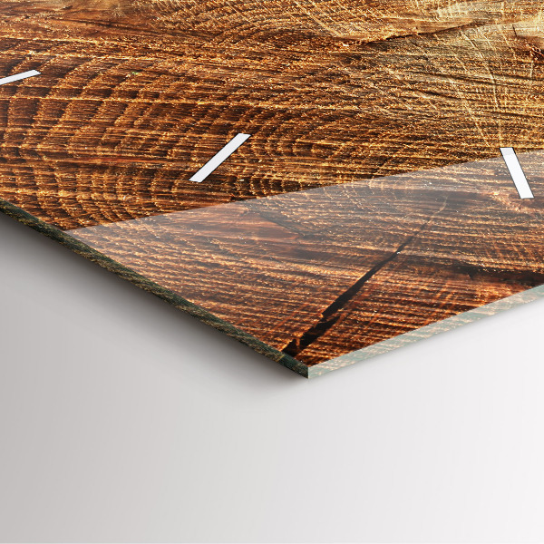 Square glass wall clock Old tree stump