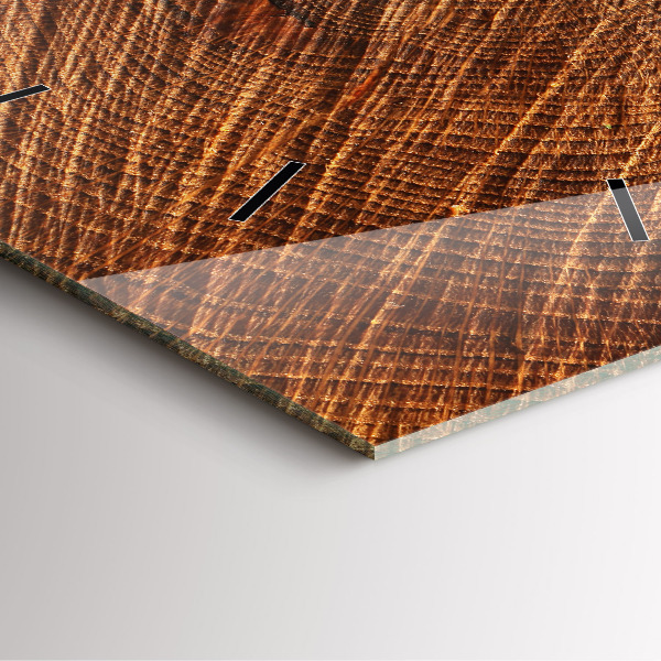 Square glass wall clock Decorative wood