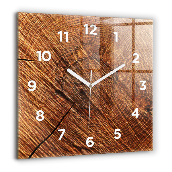 Square glass wall clock Decorative wood