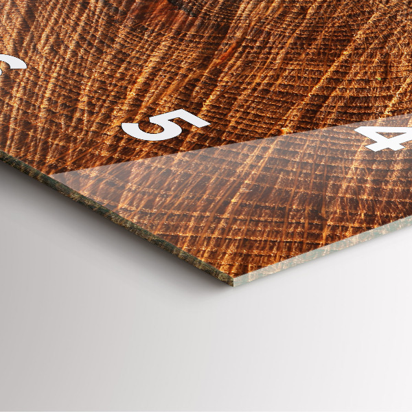 Square glass wall clock Decorative wood