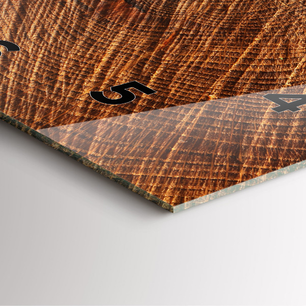 Square glass wall clock Decorative wood