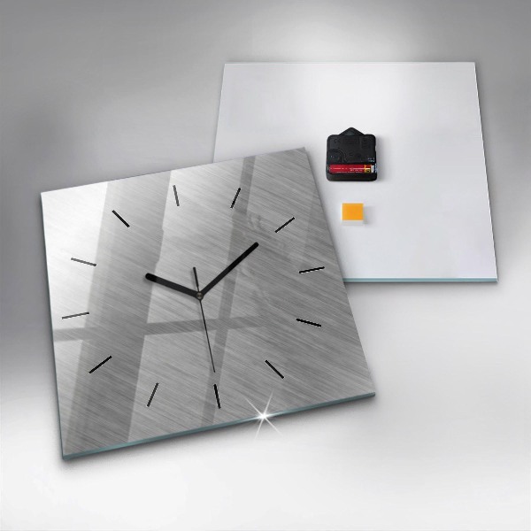 Square glass wall clock Metal wall