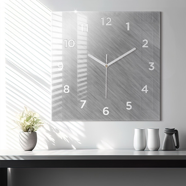 Square glass wall clock Metal wall