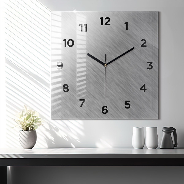 Square glass wall clock Metal wall