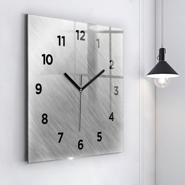 Square glass wall clock Metal wall