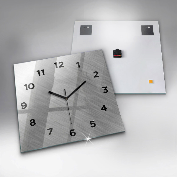 Square glass wall clock Metal wall