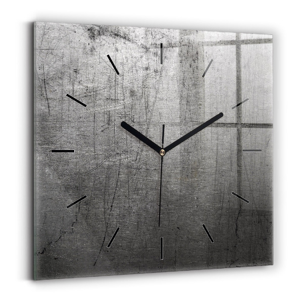 Square glass wall clock Metal wall