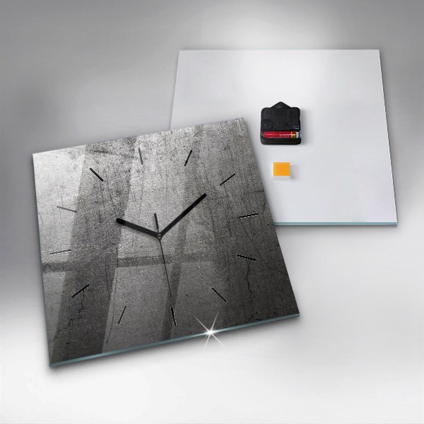 Square glass wall clock Metal wall