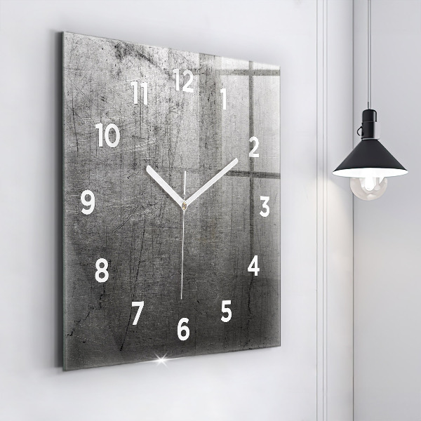 Square glass wall clock Metal wall
