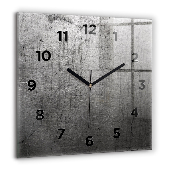 Square glass wall clock Metal wall